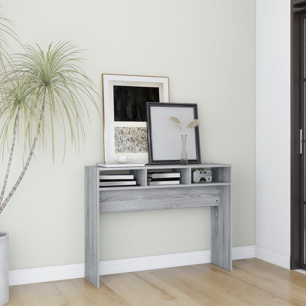 vidaXL Măsuță consolă, gri sonoma, 105x30x80 cm, lemn prelucrat vidaXL Măsuță consolă, gri sonoma, 105x30x80 cm, lemn prelucrat