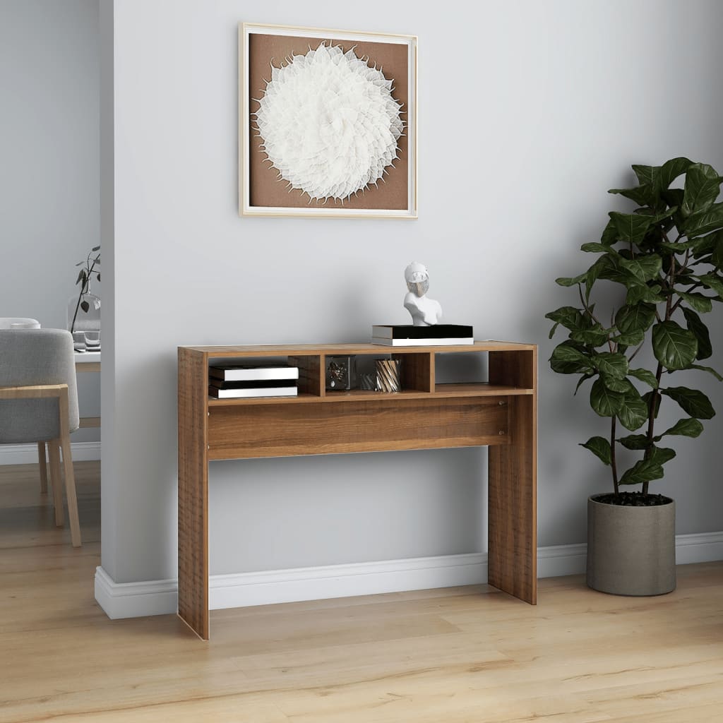 vidaXL Măsuță consolă, stejar maro, 105x30x80 cm, lemn prelucrat vidaXL Măsuță consolă, stejar maro, 105x30x80 cm, lemn prelucrat