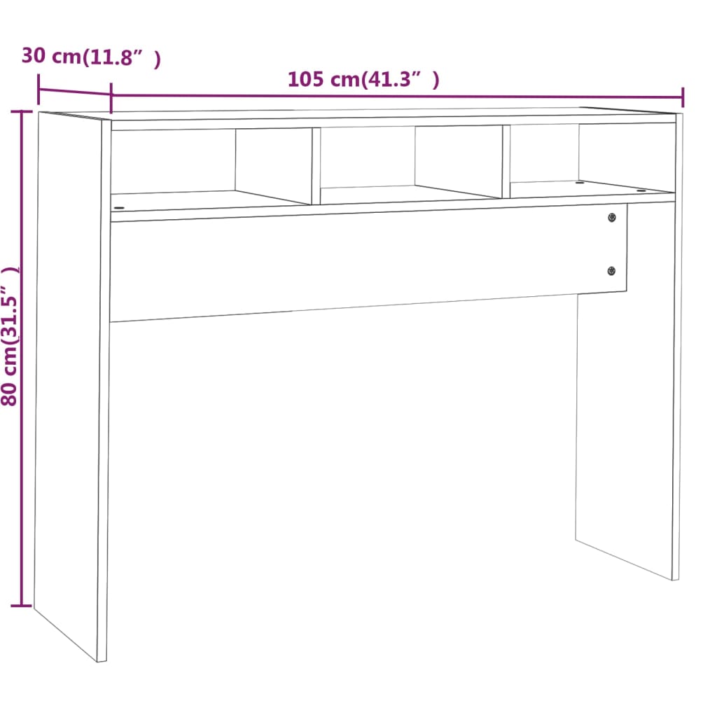 vidaXL Măsuță consolă, stejar maro, 105x30x80 cm, lemn prelucrat vidaXL Măsuță consolă, stejar maro, 105x30x80 cm, lemn prelucrat