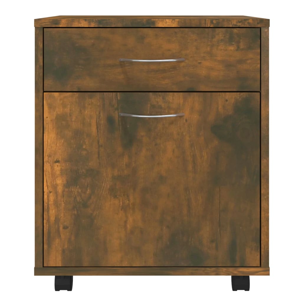 vidaXL Dulap cu roți, stejar fumuriu, 45x38x54 cm, lemn prelucrat