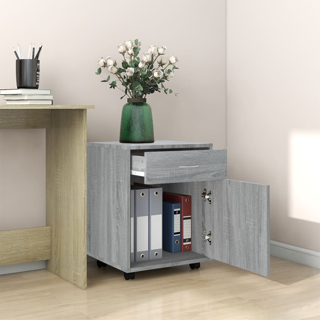 vidaXL Dulap cu roți, gri sonoma, 45x38x54 cm, lemn prelucrat