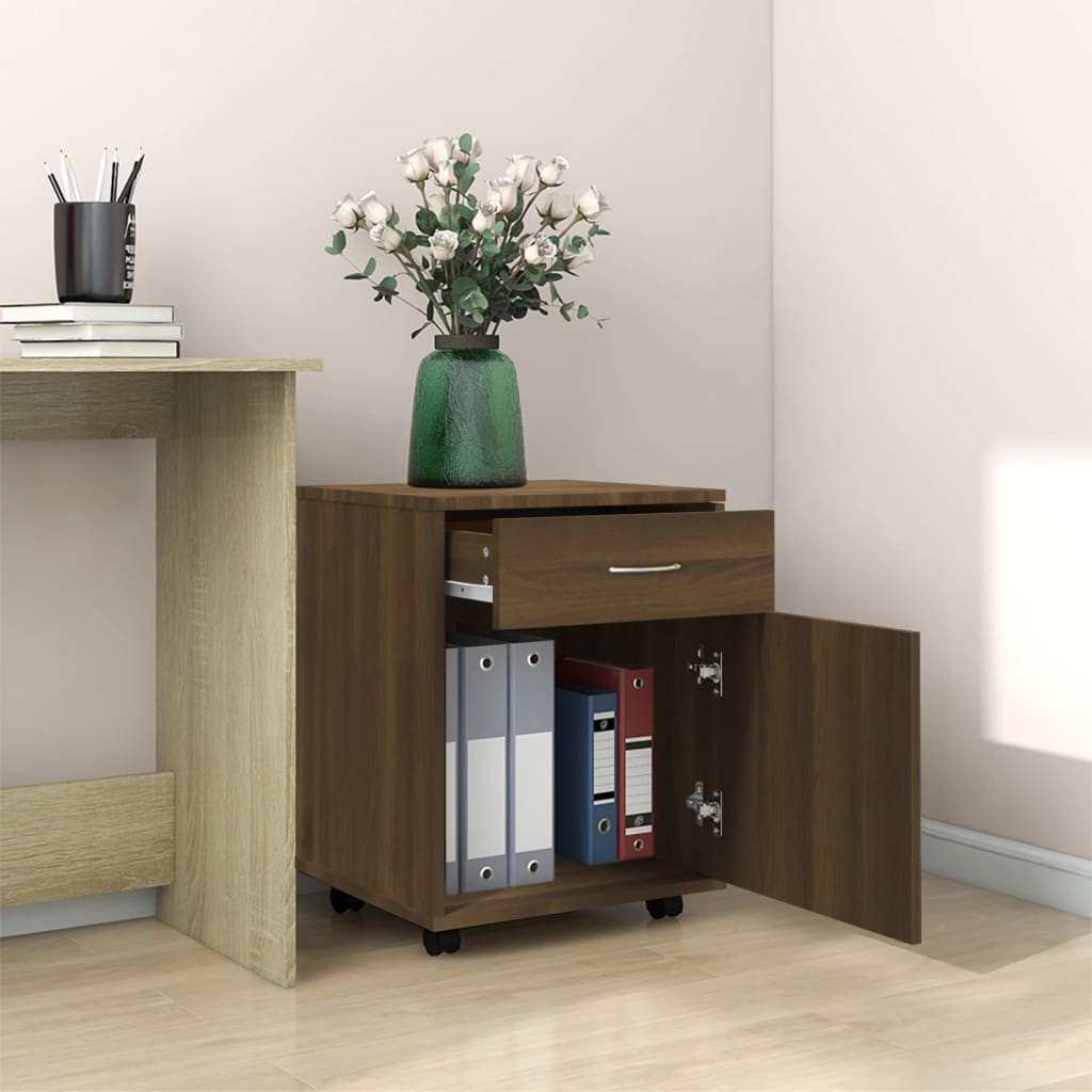 vidaXL Dulap cu roți, stejar maro, 45x38x54 cm, lemn prelucrat vidaXL Dulap cu roți, stejar maro, 45x38x54 cm, lemn prelucrat