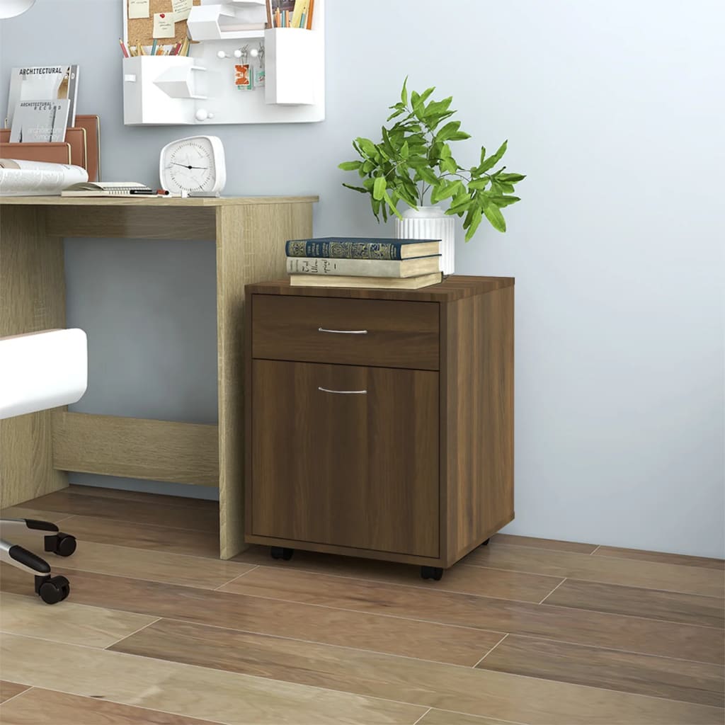 vidaXL Dulap cu roți, stejar maro, 45x38x54 cm, lemn prelucrat vidaXL Dulap cu roți, stejar maro, 45x38x54 cm, lemn prelucrat