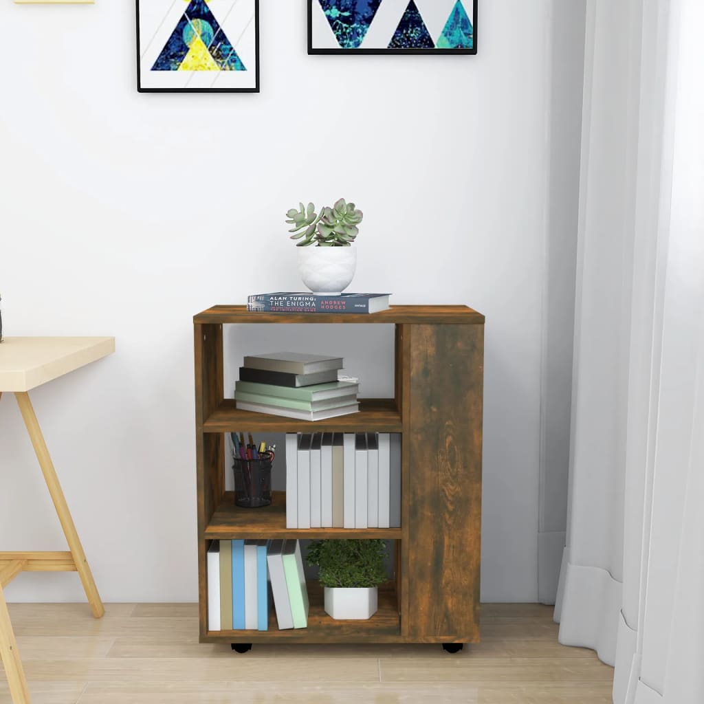 vidaXL Dulap cu roți, stejar fumuriu, 60x35x75 cm, lemn prelucrat vidaXL Dulap cu roți, stejar fumuriu, 60x35x75 cm, lemn prelucrat