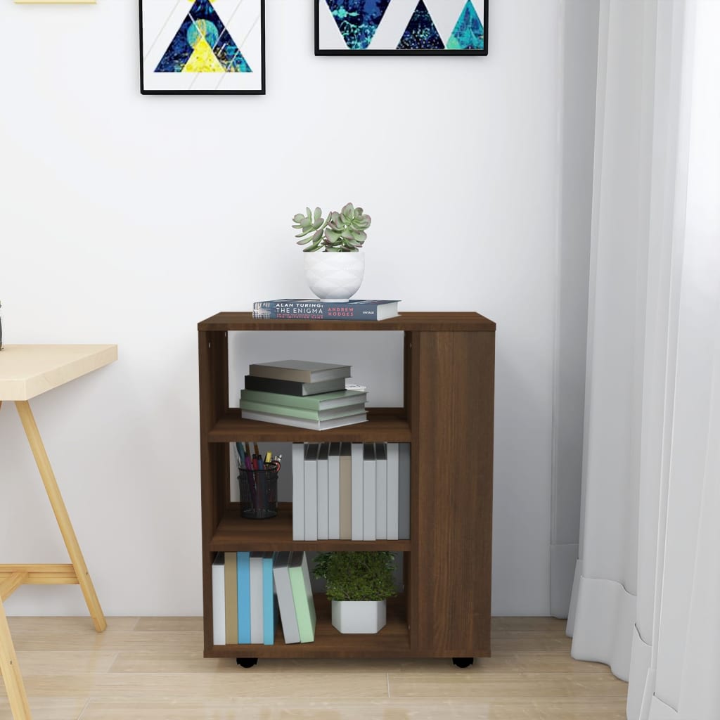 vidaXL Dulap cu roți, stejar maro, 60x35x75 cm, lemn prelucrat