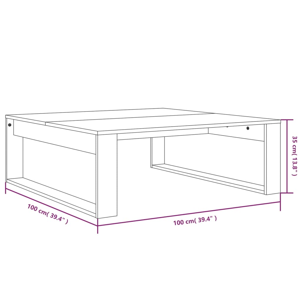vidaXL Măsuță de cafea, stejar maro, 100x100x35 cm, lemn prelucrat vidaXL Măsuță de cafea, stejar maro, 100x100x35 cm, lemn prelucrat
