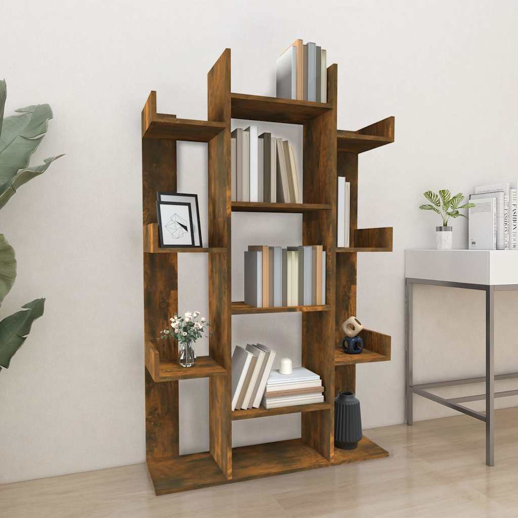 vidaXL Bibliotecă, stejar fumuriu, 86x25,5x140 cm, lemn prelucrat