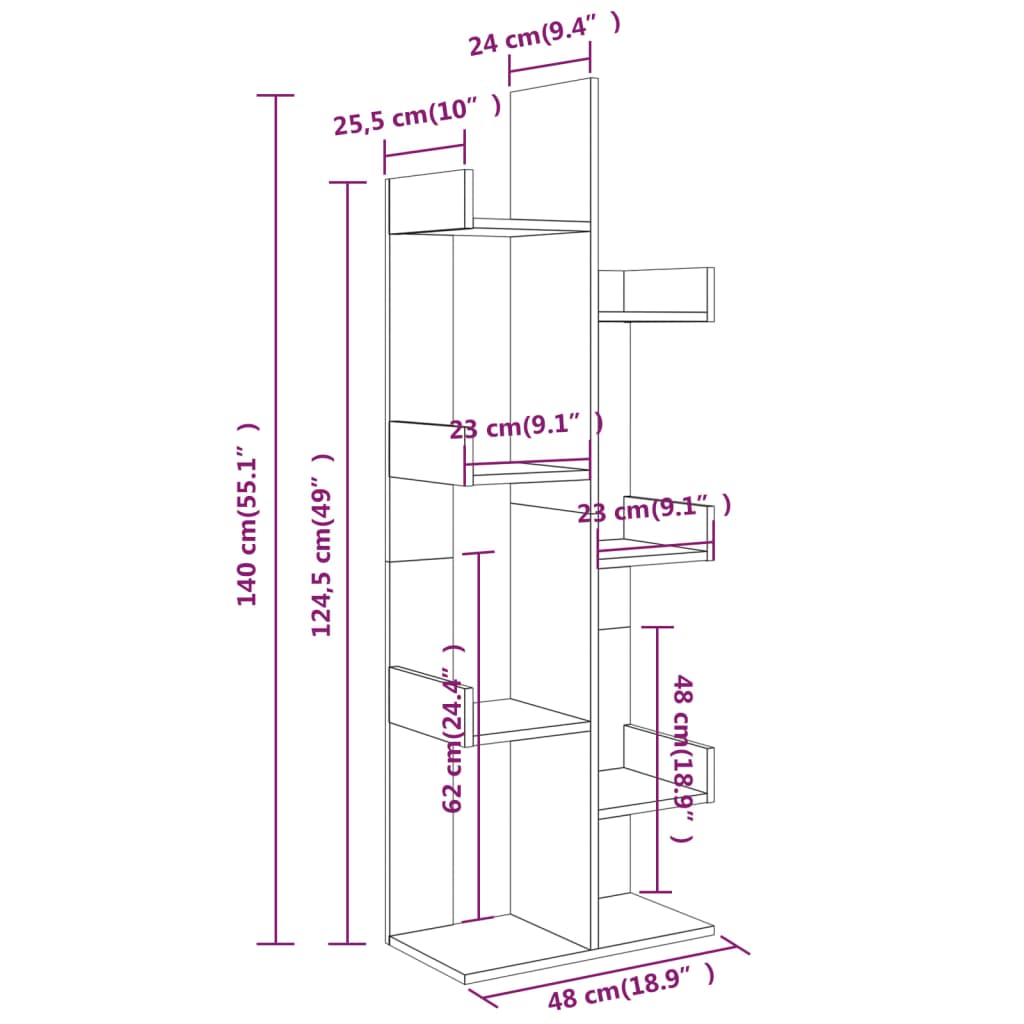 vidaXL Bibliotecă, sonoma gri, 48x25,5x140 cm, lemn prelucrat vidaXL Bibliotecă, sonoma gri, 48x25,5x140 cm, lemn prelucrat