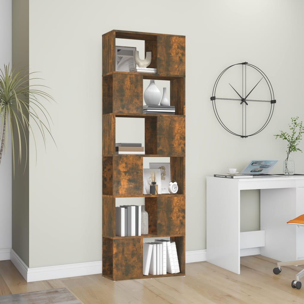 vidaXL Bibliotecă/Separator de cameră, stejar fumuriu, 60x24x186 cm vidaXL Bibliotecă/Separator de cameră, stejar fumuriu, 60x24x186 cm
