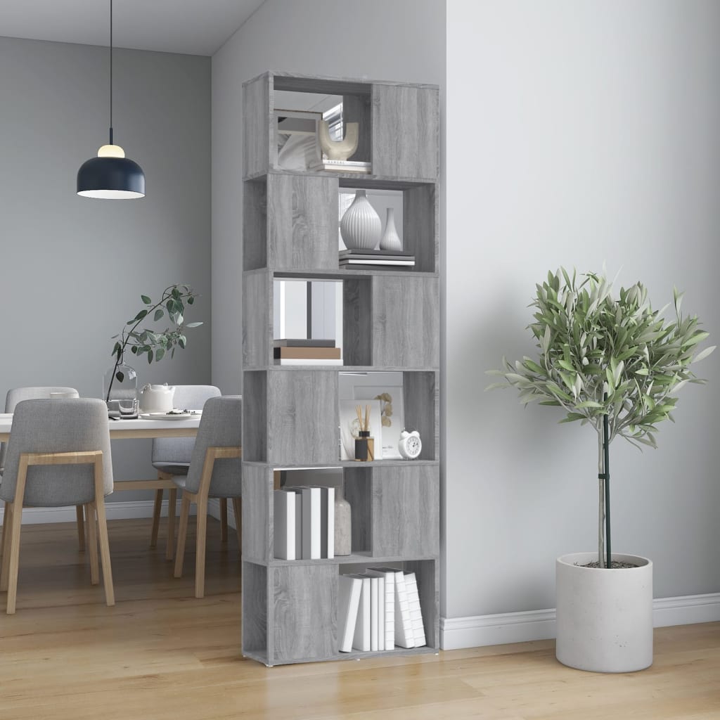 vidaXL Bibliotecă/Separator de cameră, gri sonoma, 60x24x186 cm vidaXL Bibliotecă/Separator de cameră, gri sonoma, 60x24x186 cm