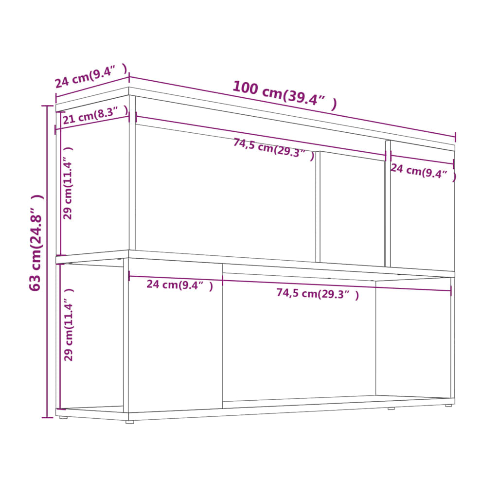 vidaXL Bibliotecă, stejar fumuriu, 100x24x63 cm, lemn prelucrat vidaXL Bibliotecă, stejar fumuriu, 100x24x63 cm, lemn prelucrat