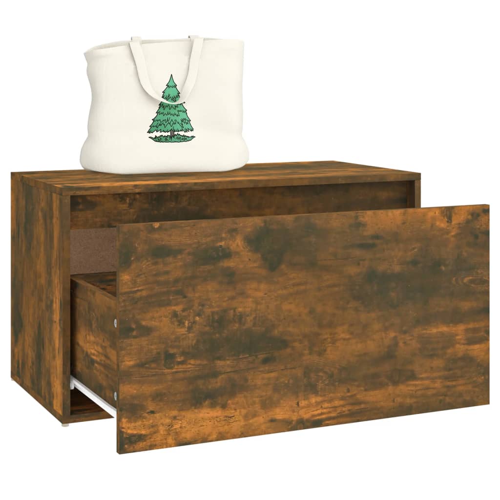 vidaXL Bancă de hol, stejar fumuriu, 80x40x45 cm, lemn prelucrat vidaXL Bancă de hol, stejar fumuriu, 80x40x45 cm, lemn prelucrat