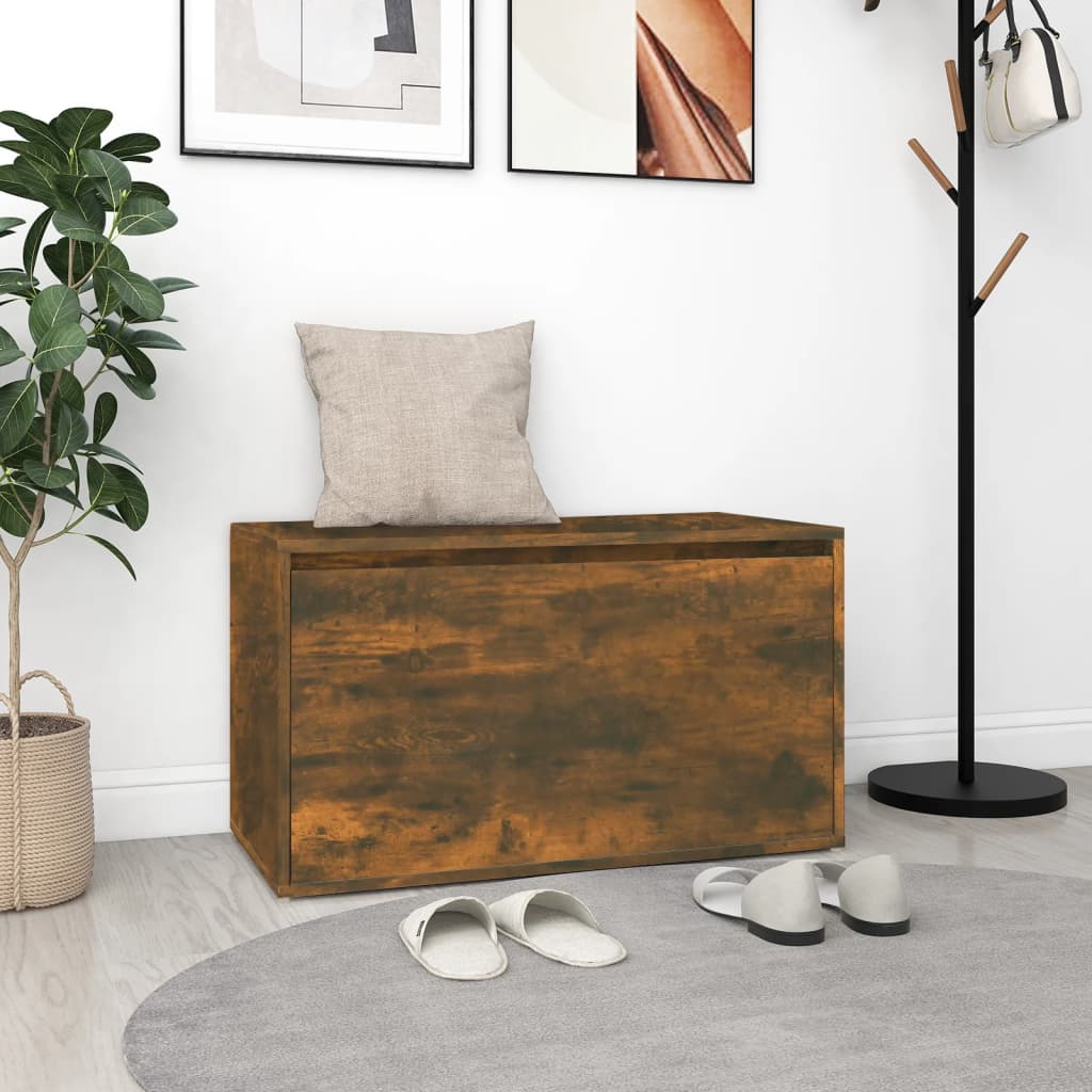 vidaXL Bancă de hol, stejar fumuriu, 80x40x45 cm, lemn prelucrat vidaXL Bancă de hol, stejar fumuriu, 80x40x45 cm, lemn prelucrat