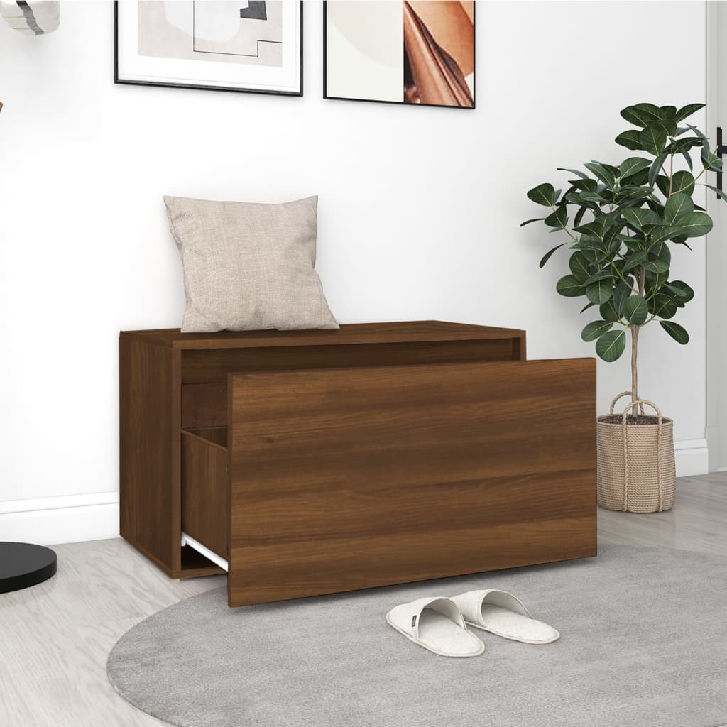 vidaXL Bancă de hol, stejar maro, 80x40x45 cm, lemn prelucrat vidaXL Bancă de hol, stejar maro, 80x40x45 cm, lemn prelucrat
