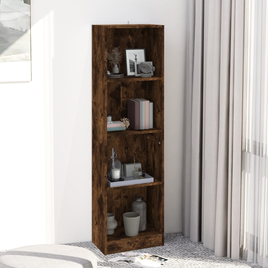 vidaXL Bibliotecă 4 niveluri stejar fumuriu 40x24x143 cm lemn compozit vidaXL Bibliotecă 4 niveluri stejar fumuriu 40x24x143 cm lemn compozit