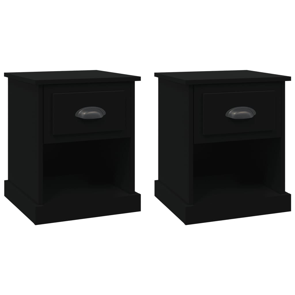vidaXL Noptiere, 2 buc, negru, 39x39x47,5 cm, lemn prelucrat