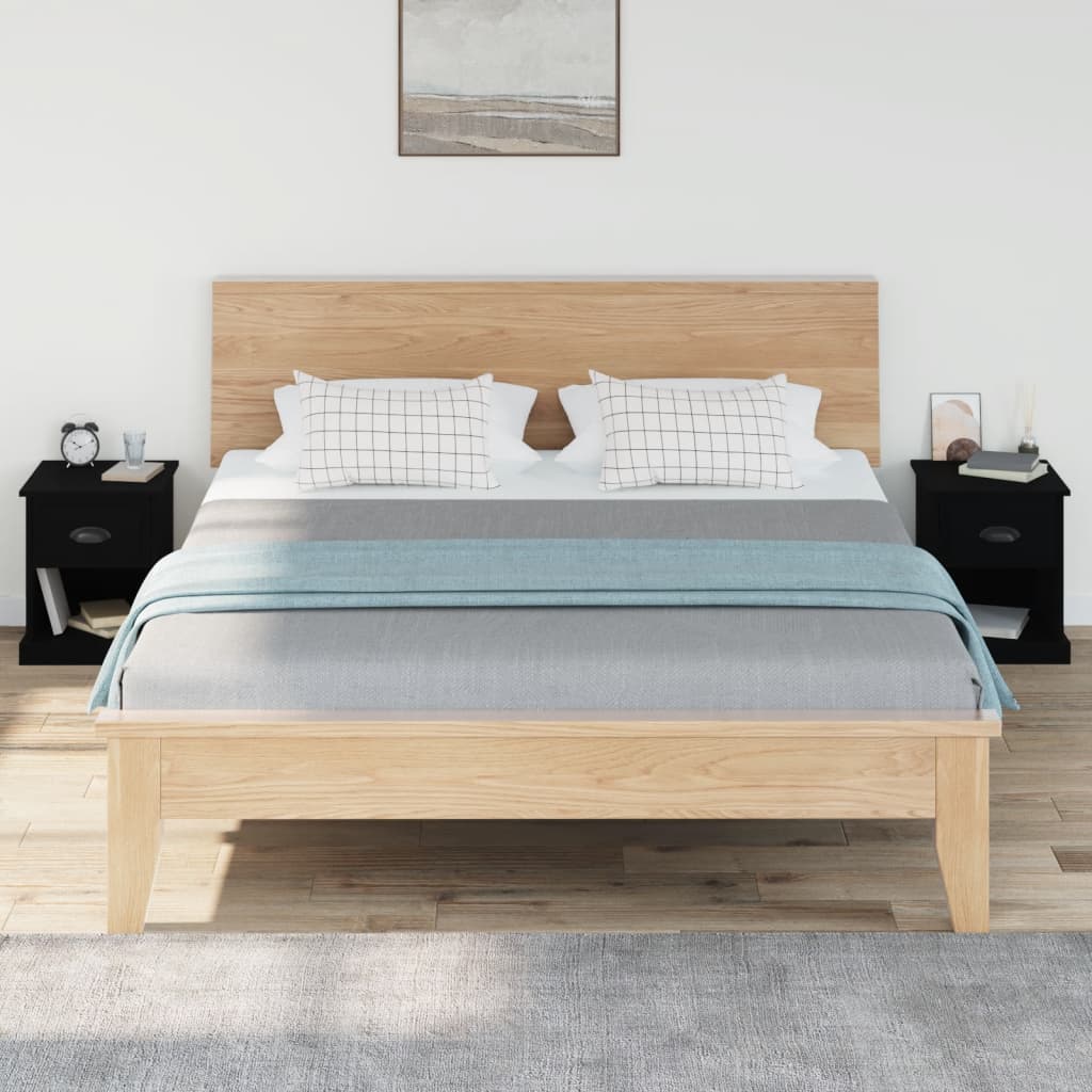 vidaXL Noptiere, 2 buc, negru, 39x39x47,5 cm, lemn prelucrat