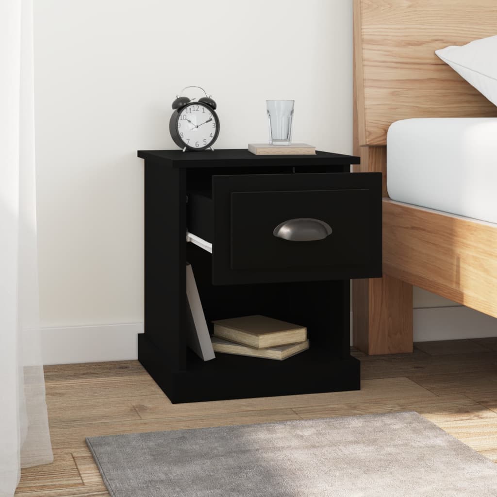 vidaXL Noptiere, 2 buc, negru, 39x39x47,5 cm, lemn prelucrat