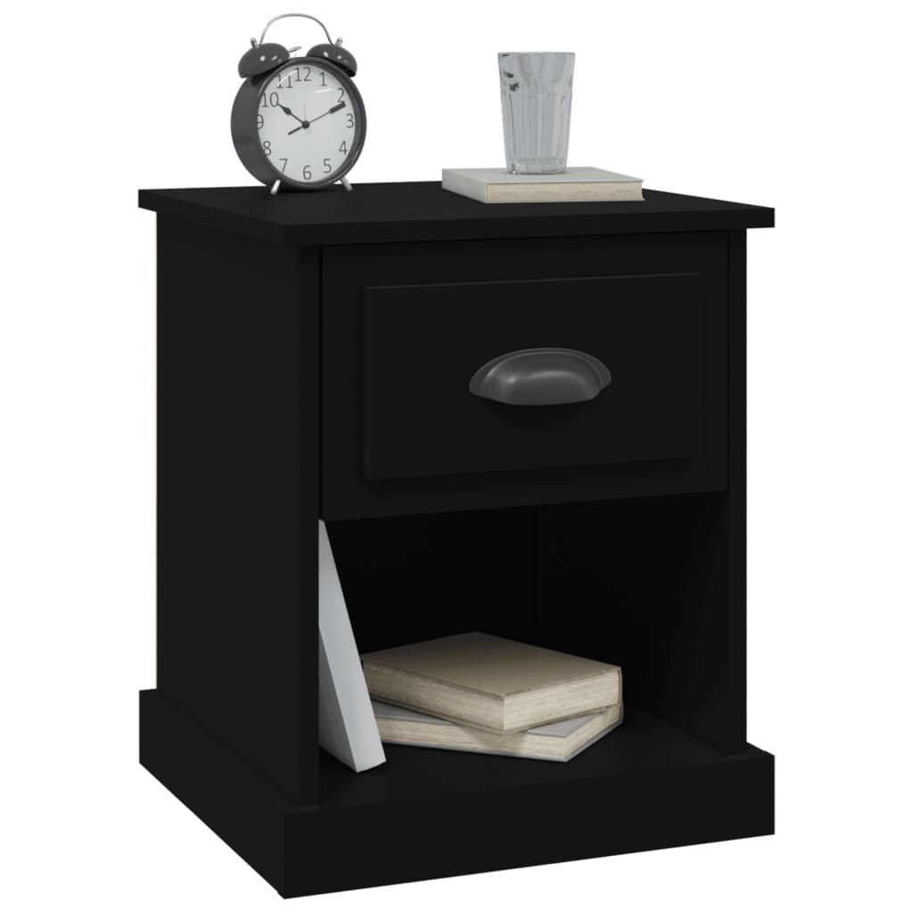 vidaXL Noptiere, 2 buc, negru, 39x39x47,5 cm, lemn prelucrat