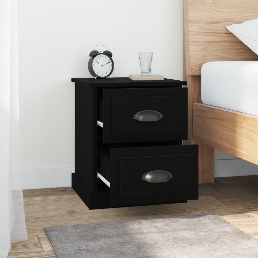 vidaXL Noptiere, 2 buc, negru, 39x39x47,5 cm, lemn prelucrat