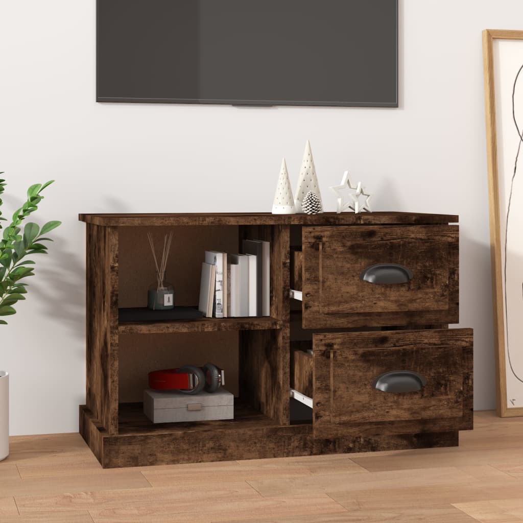vidaXL Comodă TV, stejar afumat, 73x35,5x47,5 cm, lemn prelucrat vidaXL Comodă TV, stejar afumat, 73x35,5x47,5 cm, lemn prelucrat