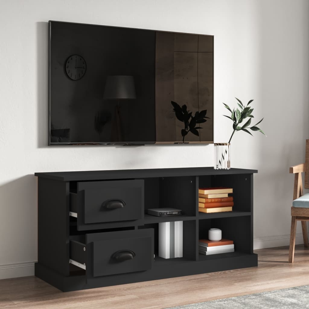 vidaXL Comodă TV, negru, 102x35,5x47,5 cm, lemn prelucrat