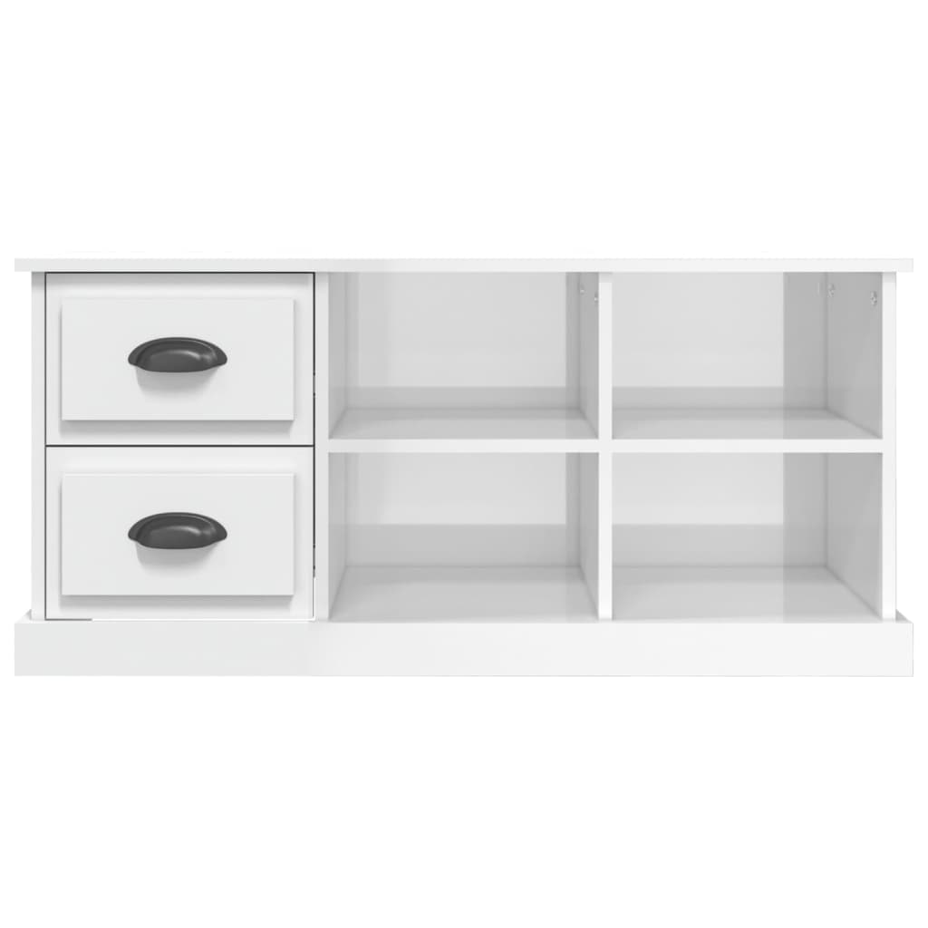 vidaXL Comodă TV, alb extralucios, 102x35,5x47,5 cm, lemn prelucrat