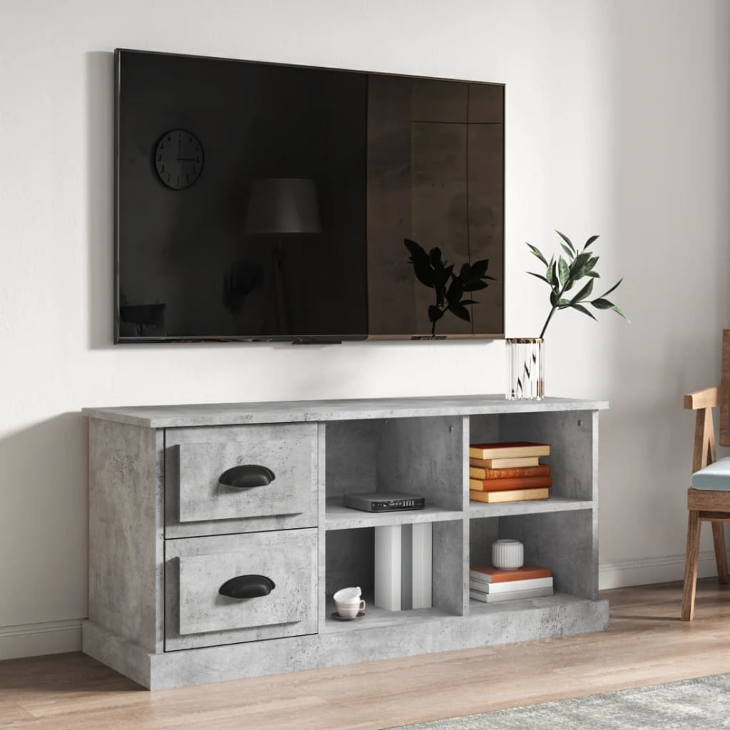 vidaXL Comodă TV, gri beton, 102x35,5x47,5 cm, lemn prelucrat vidaXL Comodă TV, gri beton, 102x35,5x47,5 cm, lemn prelucrat