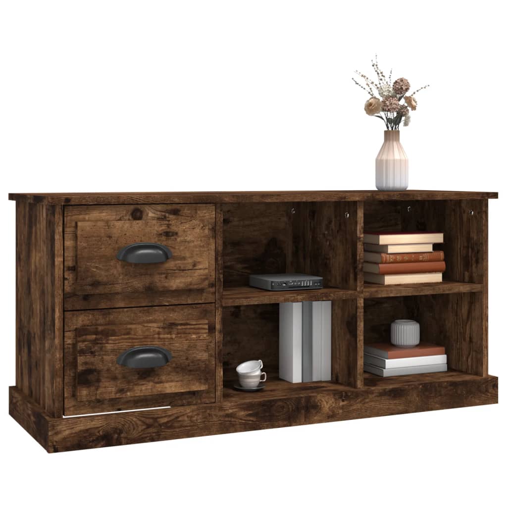 vidaXL Comodă TV, stejar afumat, 102x35,5x47,5 cm, lemn prelucrat vidaXL Comodă TV, stejar afumat, 102x35,5x47,5 cm, lemn prelucrat
