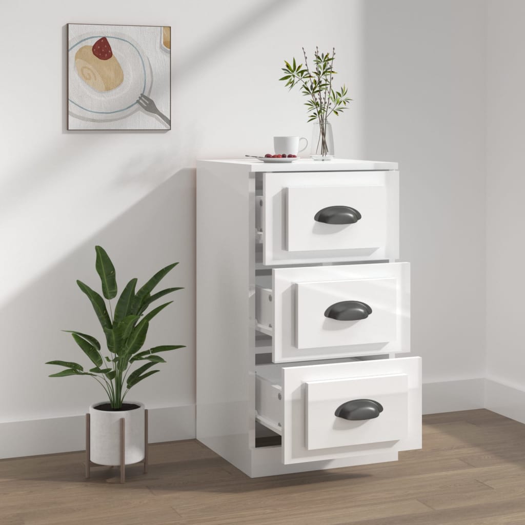 vidaXL Servantă, alb extralucios, 36x35,5x67,5 cm, lemn prelucrat