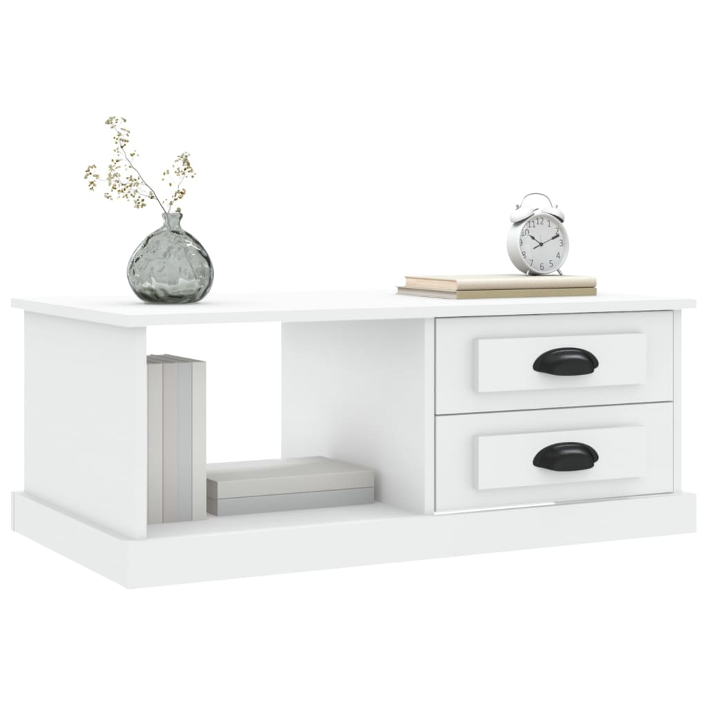 vidaXL Măsuță de cafea, alb, 90x50x35 cm, lemn prelucrat vidaXL Măsuță de cafea, alb, 90x50x35 cm, lemn prelucrat