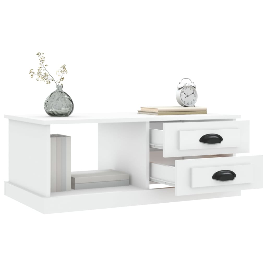 vidaXL Măsuță de cafea, alb, 90x50x35 cm, lemn prelucrat vidaXL Măsuță de cafea, alb, 90x50x35 cm, lemn prelucrat