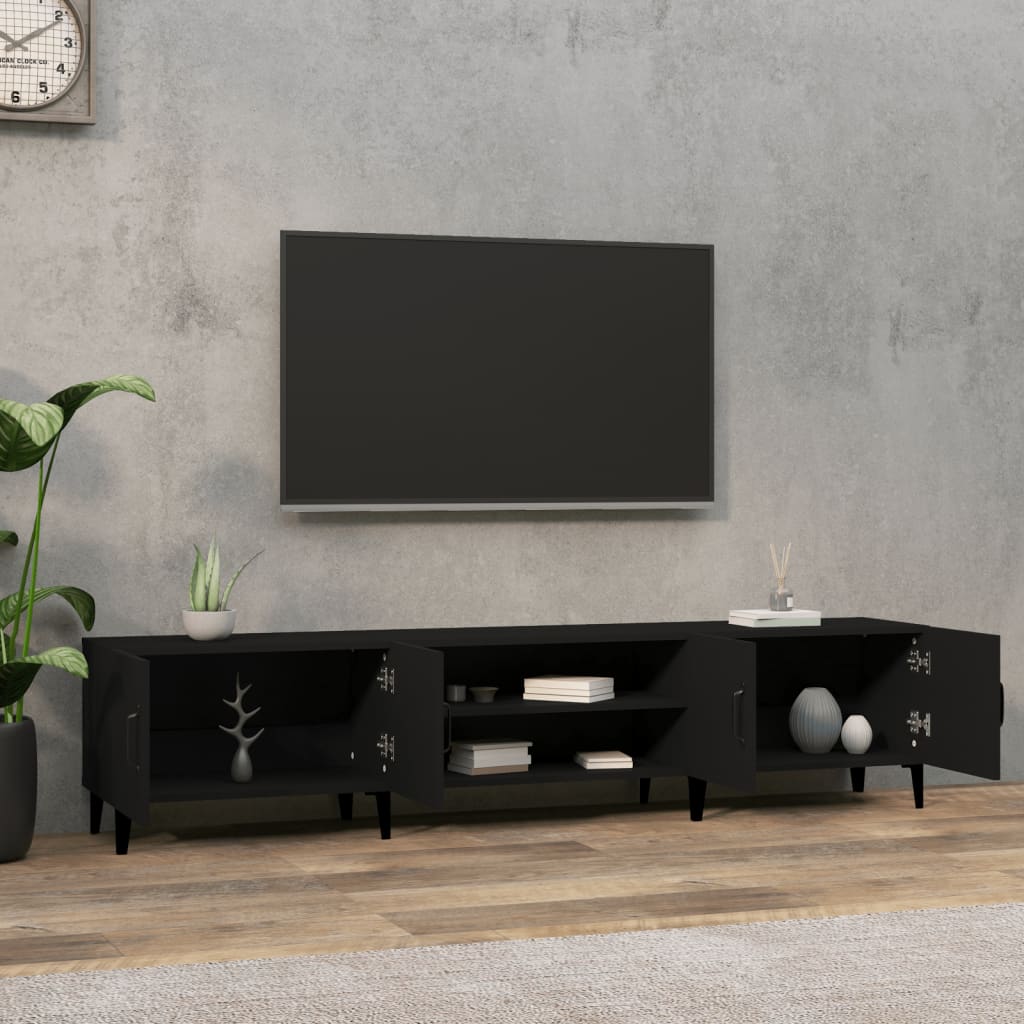 vidaXL Comodă TV, negru, 180x31,5x40 cm, lemn prelucrat