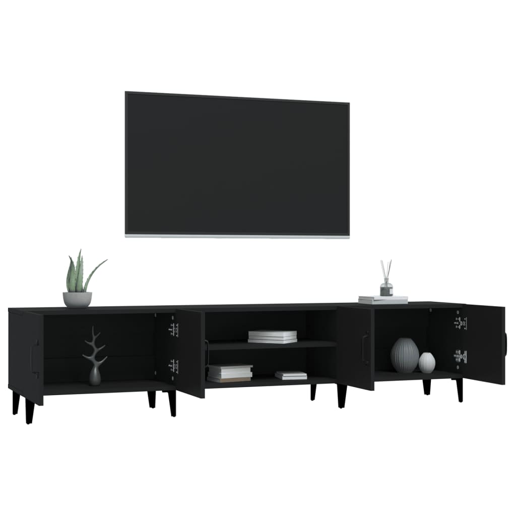vidaXL Comodă TV, negru, 180x31,5x40 cm, lemn prelucrat