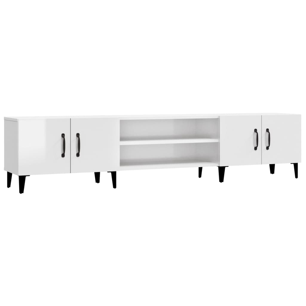 vidaXL Comodă TV, alb extralucios, 180x31,5x40 cm, lemn prelucrat vidaXL Comodă TV, alb extralucios, 180x31,5x40 cm, lemn prelucrat
