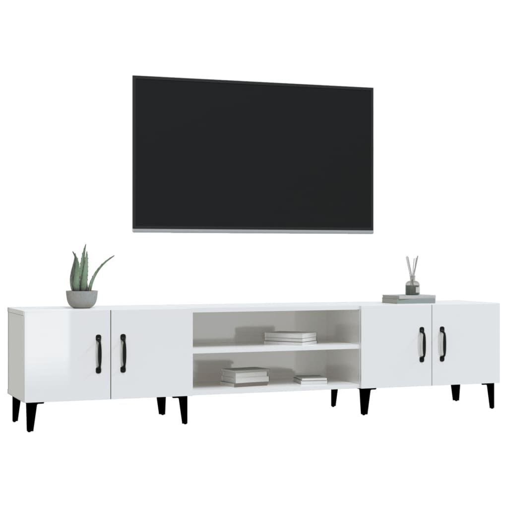 vidaXL Comodă TV, alb extralucios, 180x31,5x40 cm, lemn prelucrat vidaXL Comodă TV, alb extralucios, 180x31,5x40 cm, lemn prelucrat
