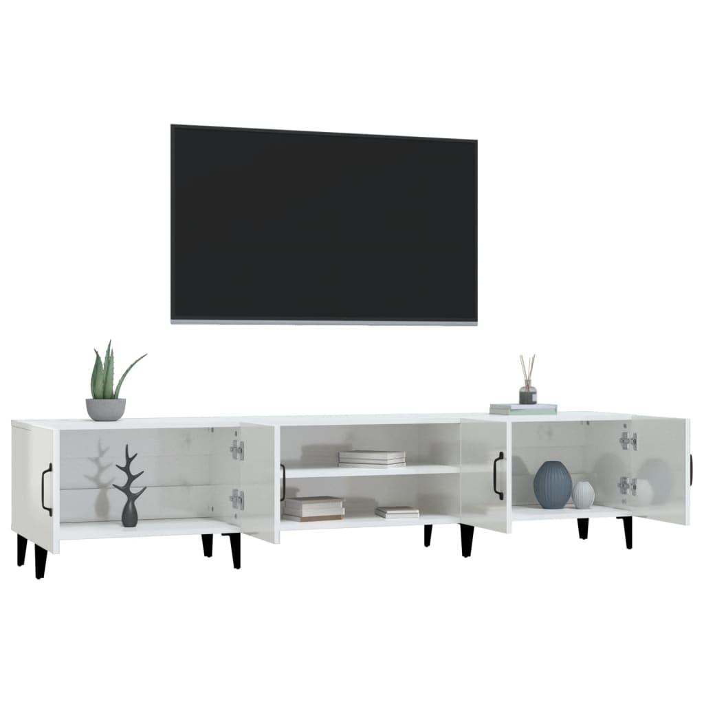 vidaXL Comodă TV, alb extralucios, 180x31,5x40 cm, lemn prelucrat vidaXL Comodă TV, alb extralucios, 180x31,5x40 cm, lemn prelucrat