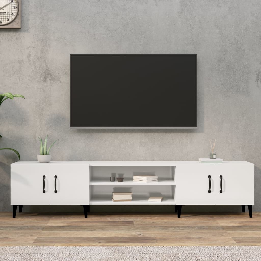 vidaXL Comodă TV, alb extralucios, 180x31,5x40 cm, lemn prelucrat vidaXL Comodă TV, alb extralucios, 180x31,5x40 cm, lemn prelucrat