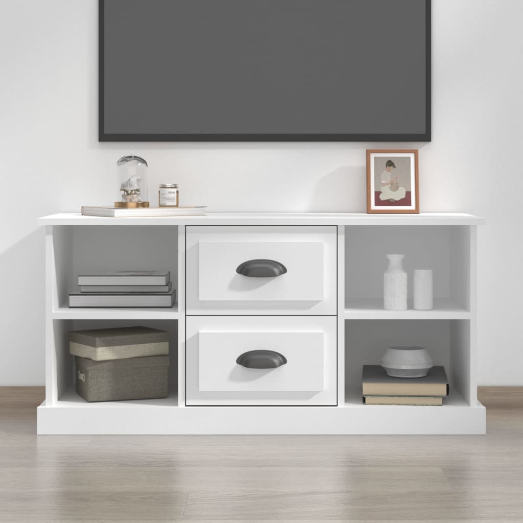 vidaXL Comodă TV, alb, 99,5x35,5x48 cm, lemn prelucrat vidaXL Comodă TV, alb, 99,5x35,5x48 cm, lemn prelucrat