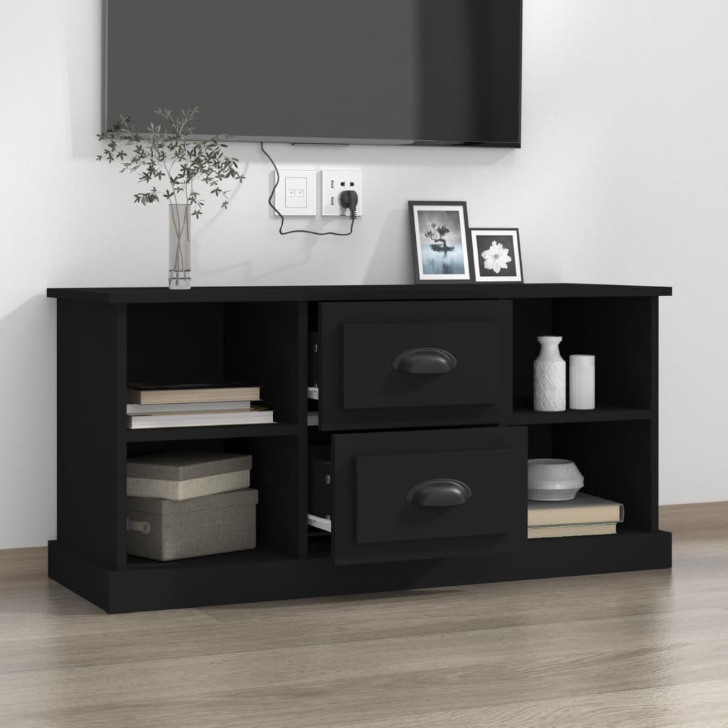 vidaXL Comodă TV, negru, 99,5x35,5x48 cm, lemn prelucrat vidaXL Comodă TV, negru, 99,5x35,5x48 cm, lemn prelucrat