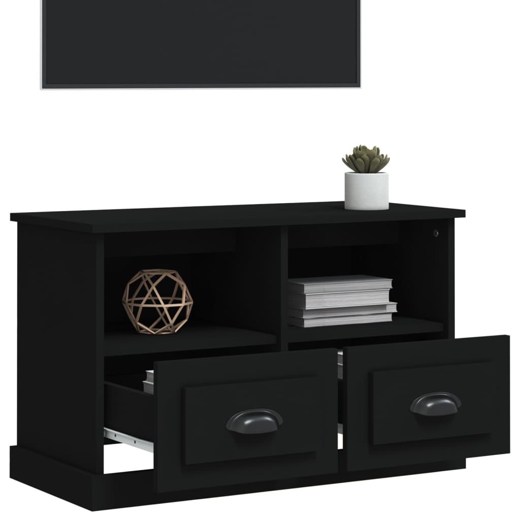 vidaXL Comodă TV, negru, 80x35x50 cm, lemn prelucrat