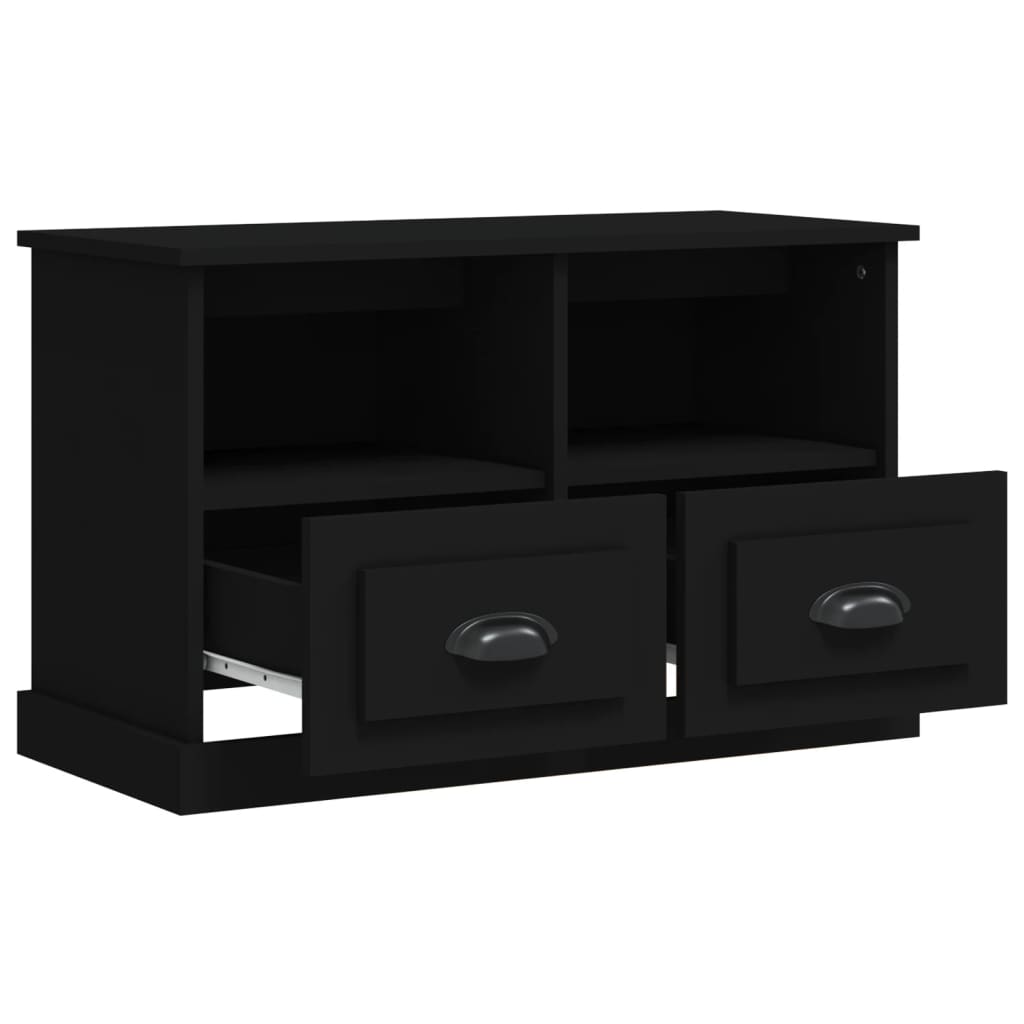 vidaXL Comodă TV, negru, 80x35x50 cm, lemn prelucrat