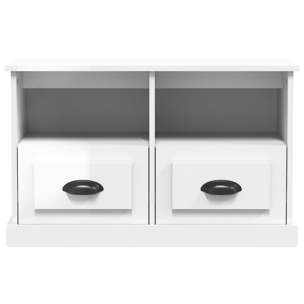 vidaXL Comodă TV, alb extralucios, 80x35x50 cm, lemn prelucrat vidaXL Comodă TV, alb extralucios, 80x35x50 cm, lemn prelucrat