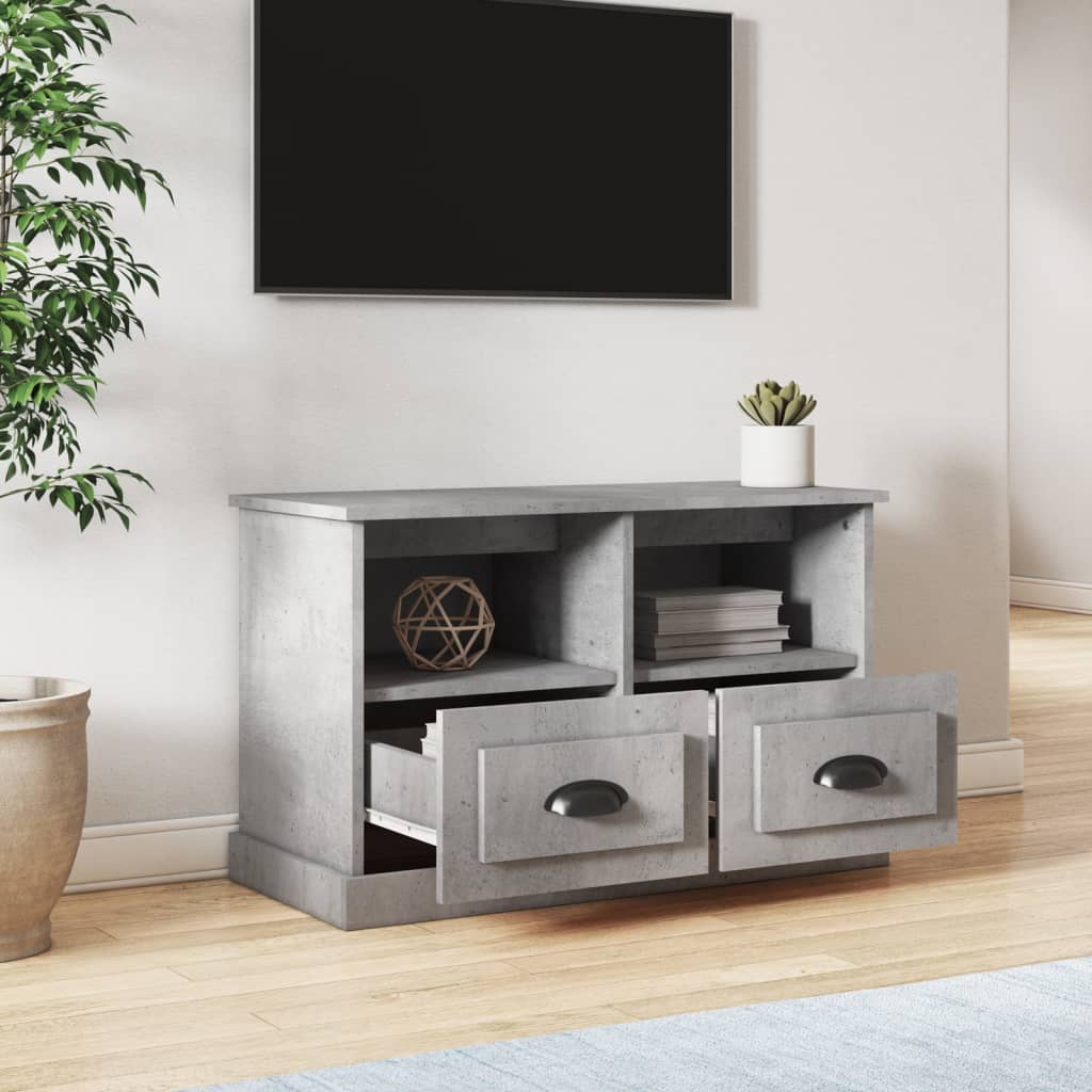 vidaXL Comodă TV, gri beton, 80x35x50 cm, lemn prelucrat vidaXL Comodă TV, gri beton, 80x35x50 cm, lemn prelucrat