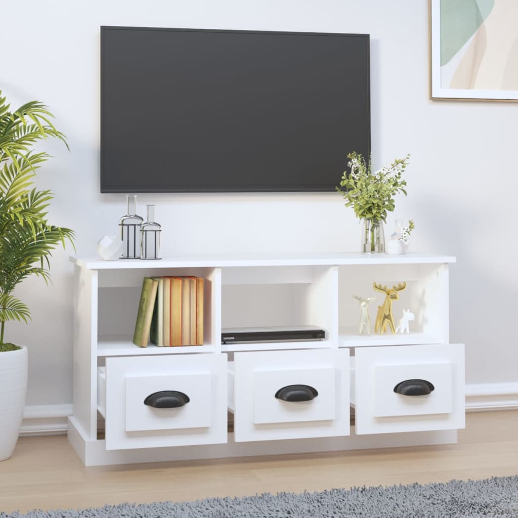 vidaXL Comodă TV, alb, 100x35x50 cm, lemn prelucrat vidaXL Comodă TV, alb, 100x35x50 cm, lemn prelucrat