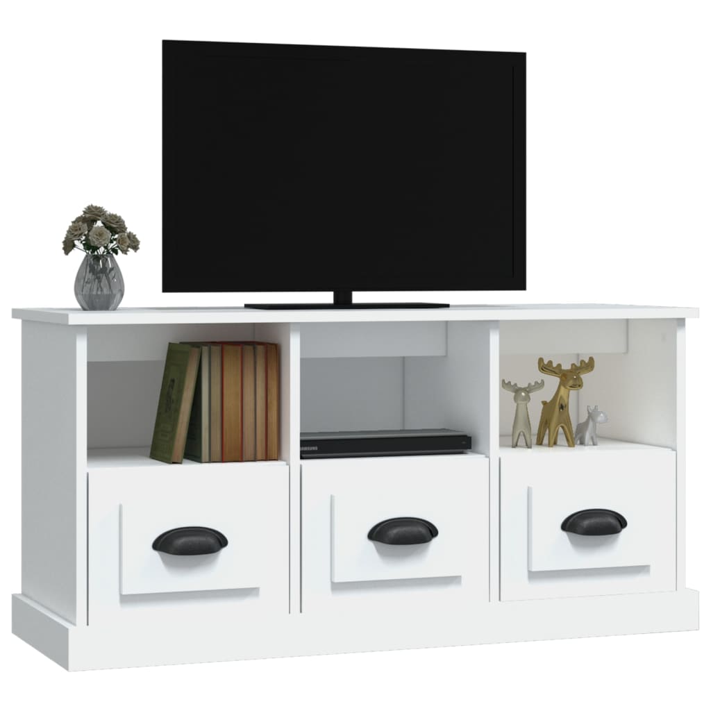 vidaXL Comodă TV, alb, 100x35x50 cm, lemn prelucrat vidaXL Comodă TV, alb, 100x35x50 cm, lemn prelucrat