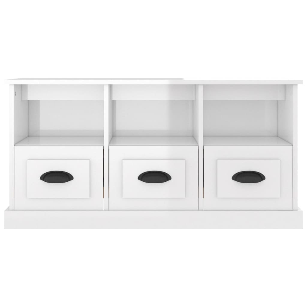 vidaXL Comodă TV, alb extralucios, 100x35x50 cm, lemn prelucrat