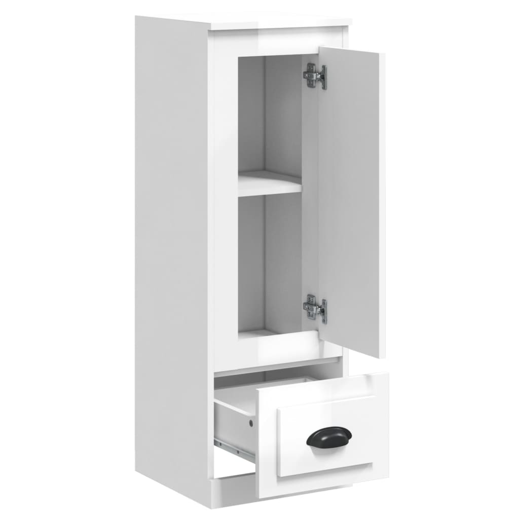 vidaXL Dulap înalt, alb extralucios, 36x35,5x103,5 cm, lemn compozit vidaXL Dulap înalt, alb extralucios, 36x35,5x103,5 cm, lemn compozit
