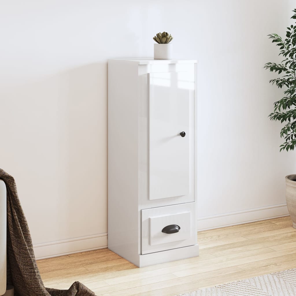 vidaXL Dulap înalt, alb extralucios, 36x35,5x103,5 cm, lemn compozit vidaXL Dulap înalt, alb extralucios, 36x35,5x103,5 cm, lemn compozit