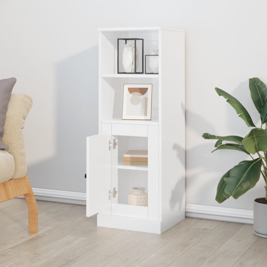 vidaXL Dulap înalt, alb extralucios, 36x35,5x103,5 cm, lemn compozit vidaXL Dulap înalt, alb extralucios, 36x35,5x103,5 cm, lemn compozit